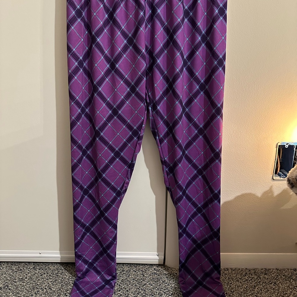 Storybook Mad Hatter Purple Plaid Leggings